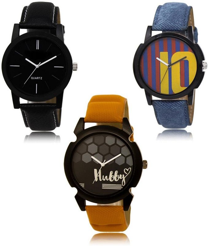 Stylish Attractive Professional Designer Combo Analog Watch - For Men L -05-10-32 Hot Selling Premium Quality Collection Latest Set of 3
