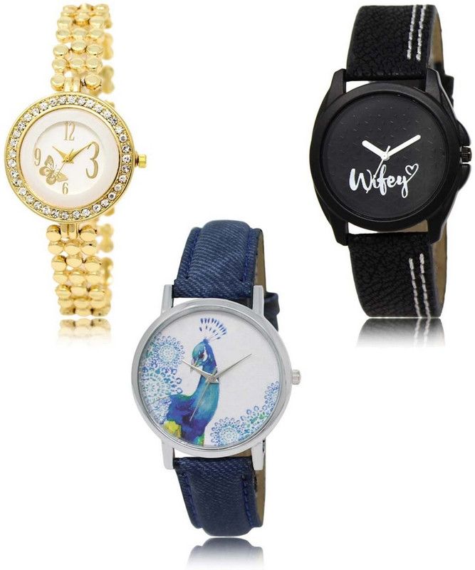 Latest Set of 3 Stylish Attractive Professional Designer Combo Analog Watch - For Women LR-203-234-241 Premium Quality Collection