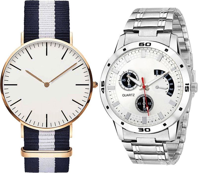 combo watch Analog Watch - For Girls Modern Quartz Analogue Blue And Silver Color Boys And Men Watch - B109-B85 (Combo Of 2 )