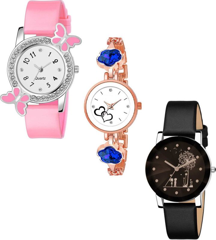 Butterfly And English Girls765/875/SET3COMBO Analog Watch - For Girls Beautiful Butterfly And English Girls And English Girls Stylish combo Pack Of 3 Best Girls & Kids For New Generation