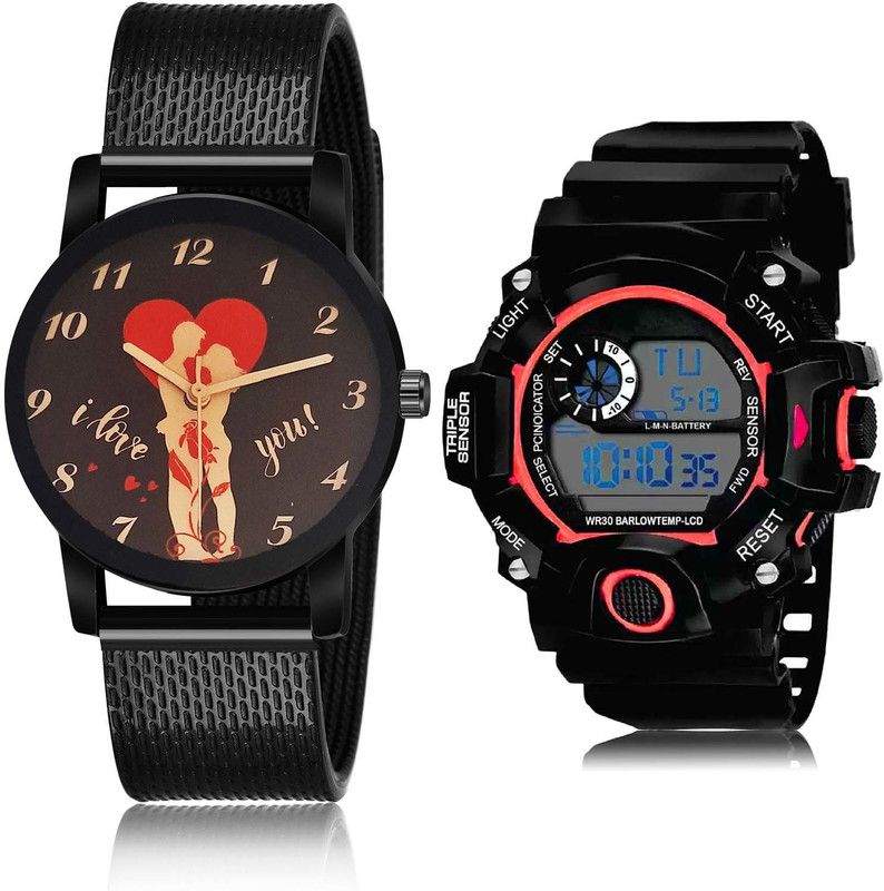 combo watch Analog Watch - For Men New Party Wedding I Love You And Army Digital Sports 2 Watch Combo For Boys And men - BRM9-BC26