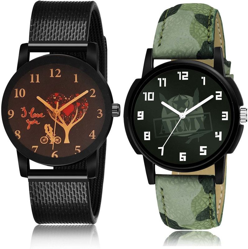 combo watch Analog Watch - For Men Best Fashion I Love You And Military Army 2 Watch Combo For Boys And men - BRM17-B21
