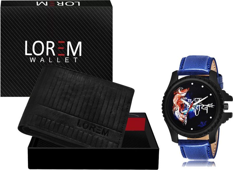 Combo Of Blue Men Watch & Green Artificial Leather Wallet Analog Watch - For Men FZ-WL31-LR66