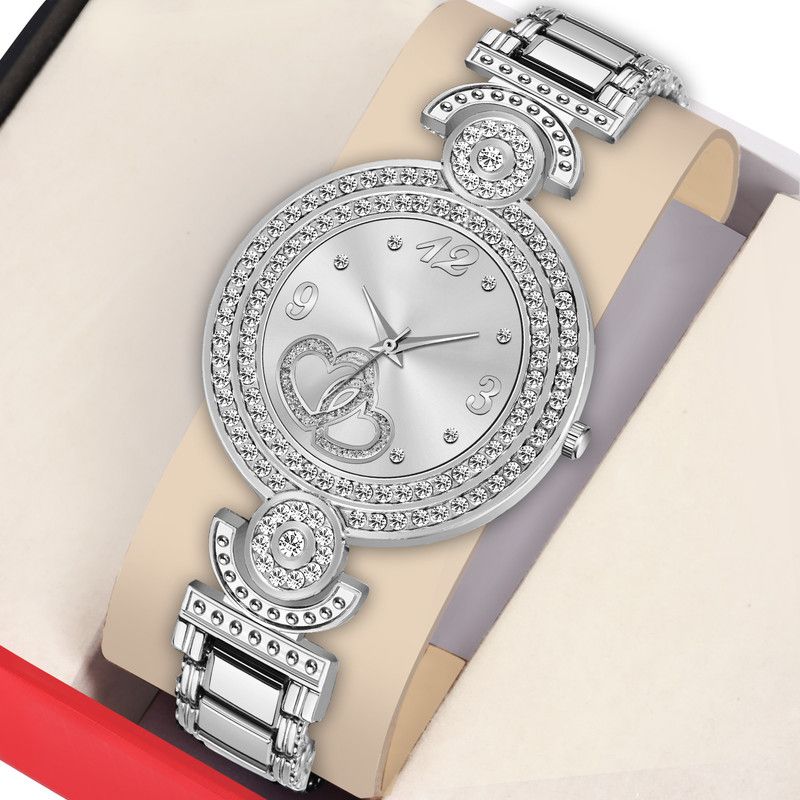 Silver Fashion Italian Design Girls Analog watch for Girls and Ladies Watch Analog Watch - For Girls ORIGINAL Fancy Present All Diamond Black