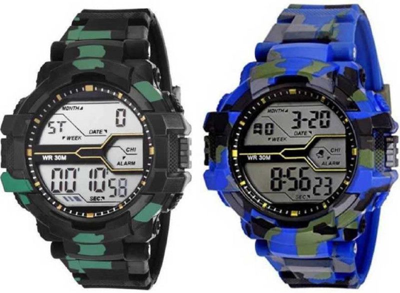 new combo fast selling track designer watch Digital Watch - For Boys new ultimate army and blue combo watch fast selling track designer watch