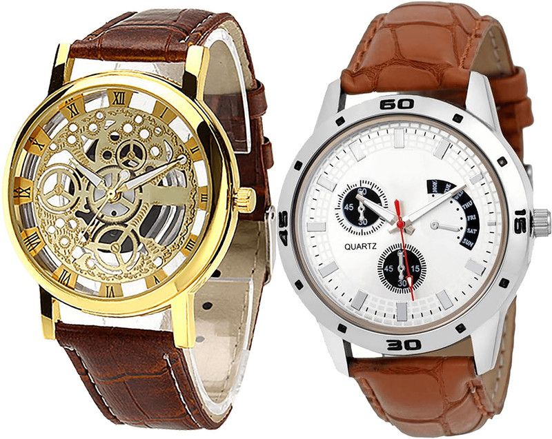 combo watch Analog Watch - For Men Modern Style Open Analogue Brown Color Boys Watch - B45-B52 (Combo Of 2 )