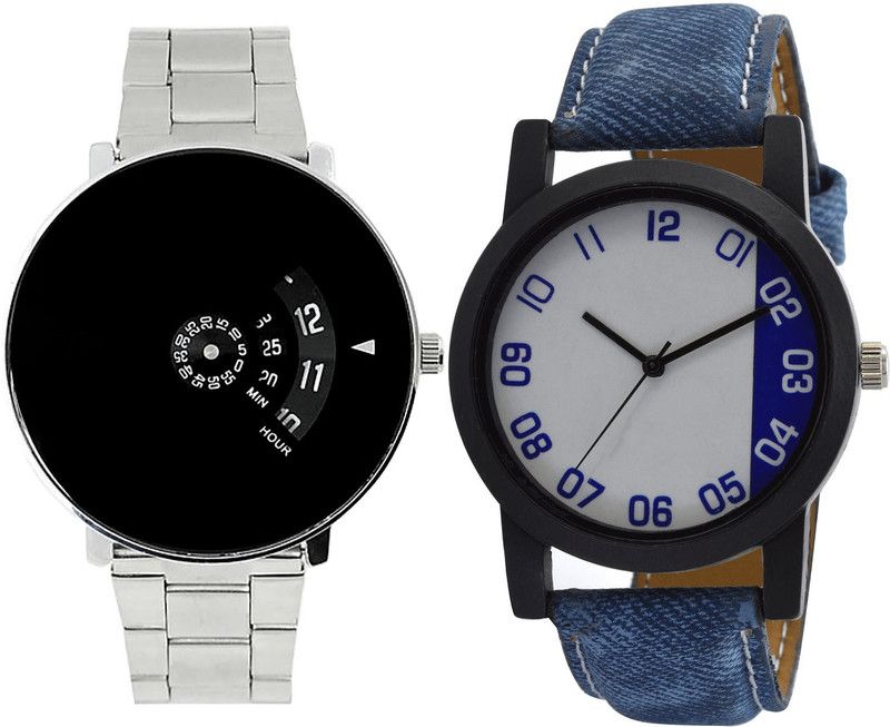 combo watch Analog Watch - For Girls Latest Italian Designer Analogue Silver And Blue Color Boys And Men Watch - B81-B40 (Combo Of 2 )