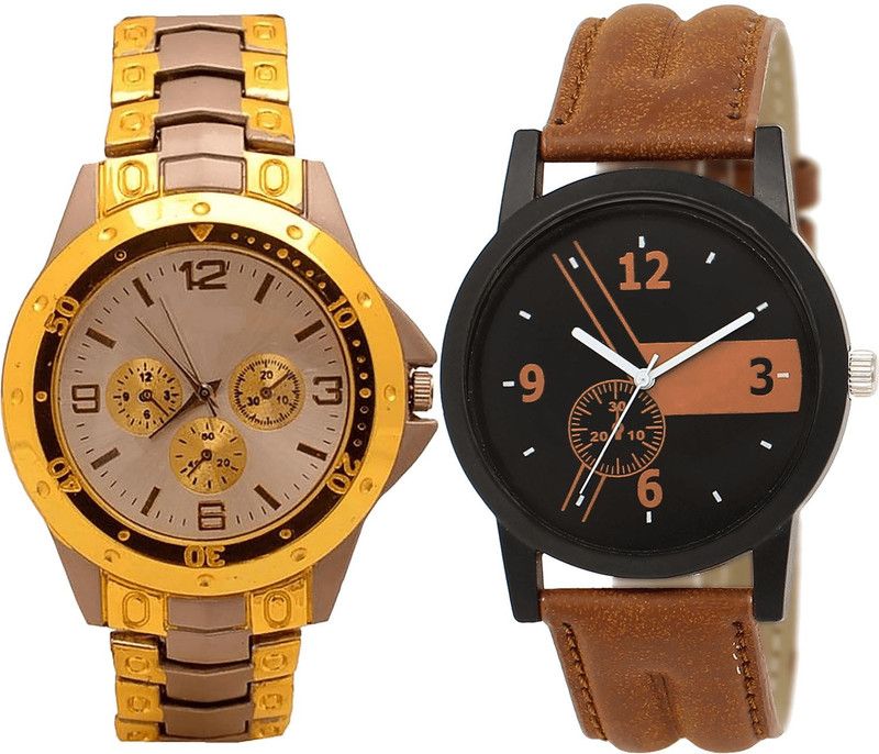 combo watch Analog Watch - For Girls Classical Love Analogue Silver And Brown Color Boys And Men Watch - B74-BL46.1 (Combo Of 2 )