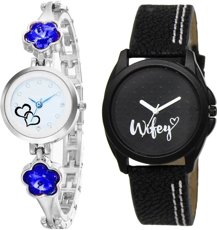 combo watch Analog Watch - For Girls Latest Casual Love Valentine And Wife Analogue Silver And Black Color Girls And Women Watch - G433-GL234 (Combo of 2 )