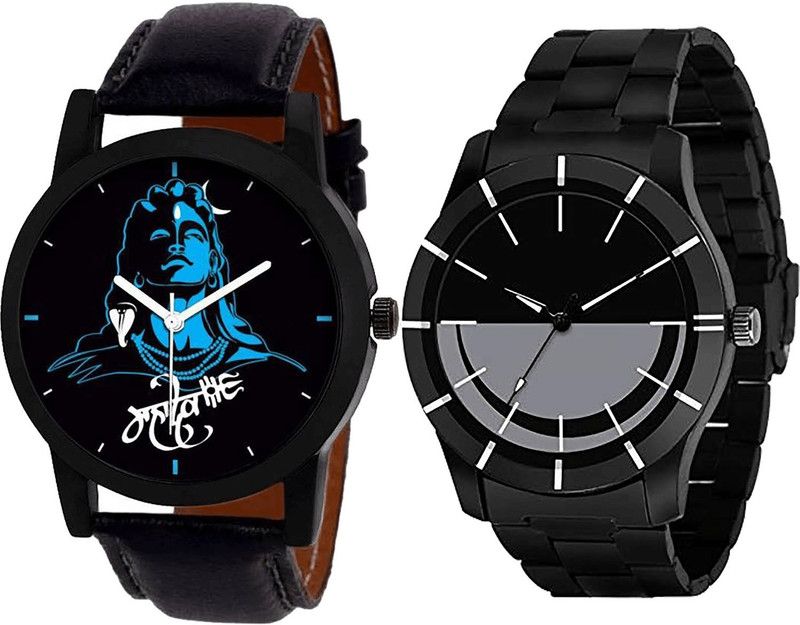 combo watch Analog Watch - For Men Best Formal Mahadev Analogue Black Color Boys And Men Watch - B23-B108 (Combo Of 2 )