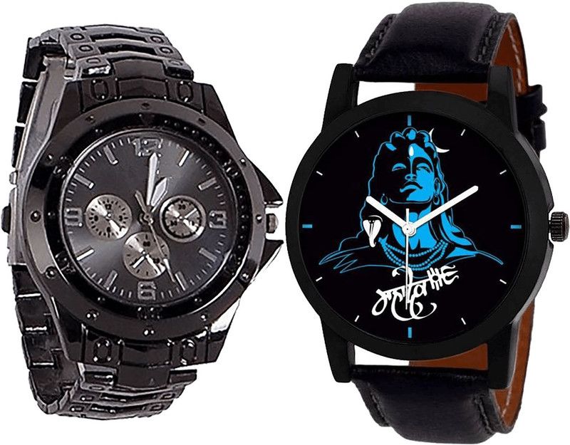 combo watch Analog Watch - For Girls Latest Formal Mahadev Analogue Black Color Boys And Men Watch - B70-B23 (Combo Of 2 )