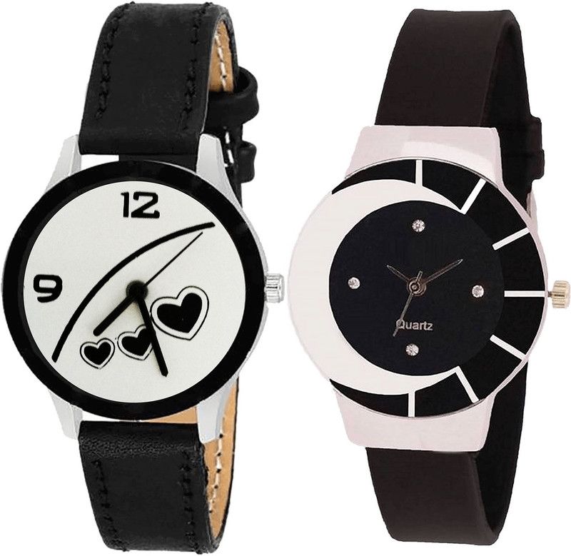 combo watch Analog Watch - For Girls Modern High Quality Love Valentine Analogue Black Color Girls And Women Watch - G342-G8 (Combo of 2 )