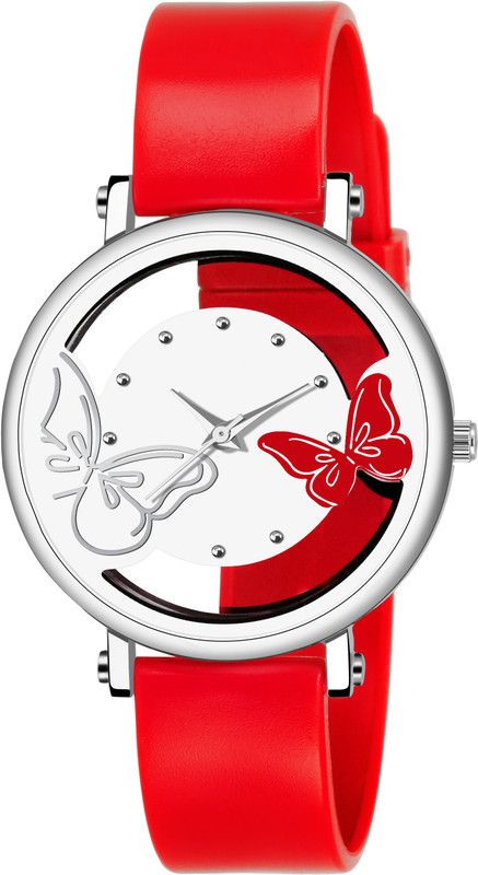 Analog Watch - For Girls New Fashion Stylish Batterfly Designer White Color dial with Diamond Attractive look for girl Watch