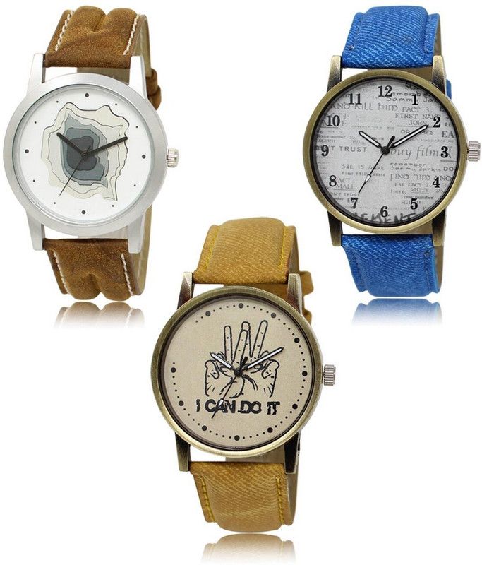Stylish Attractive Professional Designer Combo Analog Watch - For Men LR-09-28-30 Hot Selling Premium Quality Collection Latest Set of 3