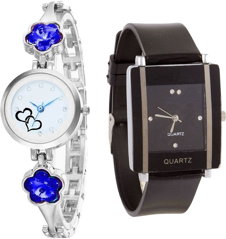 combo watch Analog Watch - For Girls Best Valentine Love Valentine Analogue Silver And Black Color Girls And Women Watch - G433-G12 (Combo of 2 )