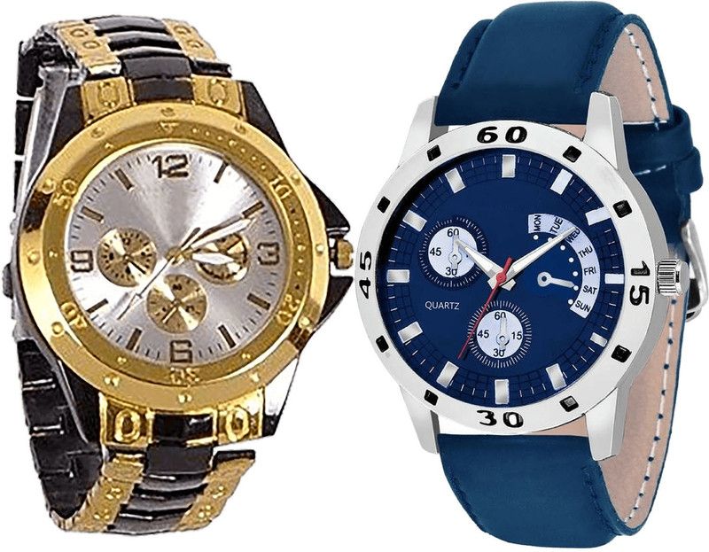 combo watch Analog Watch - For Girls Best Tread Analogue Black And Blue Color Boys And Men Watch - B73-B56 (Combo Of 2 )