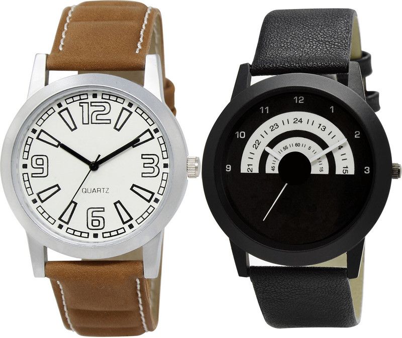 combo watch Analog Watch - For Girls Contemporary Exclusive Analogue Brown And Black Color Boys And Men Watch - BL46.15-B48 (Combo Of 2 )