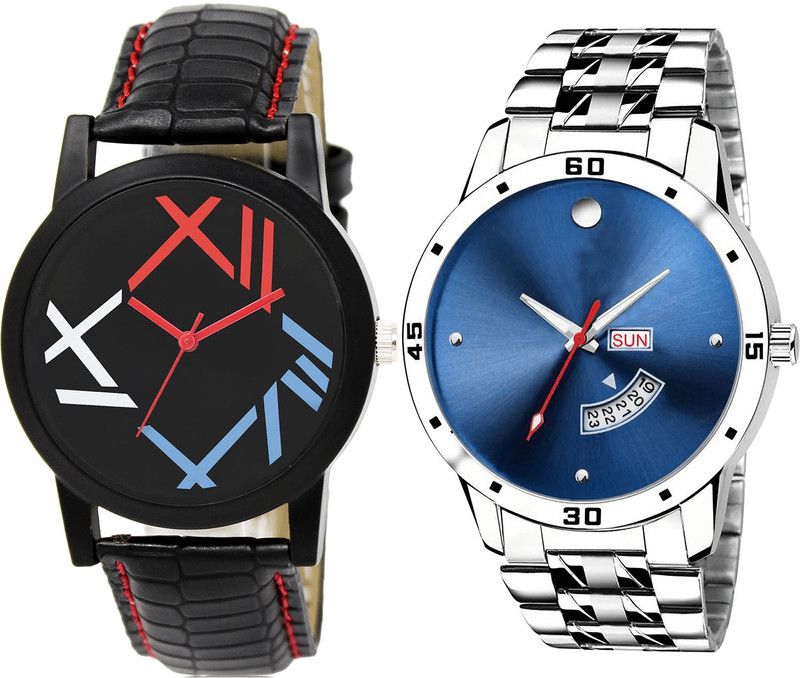combo watch Analog Watch - For Girls Brand New Unique Day And Date Analogue Black And Silver Color Boys And Men Watch - BL46.12-BL46.105 (Combo Of 2 )
