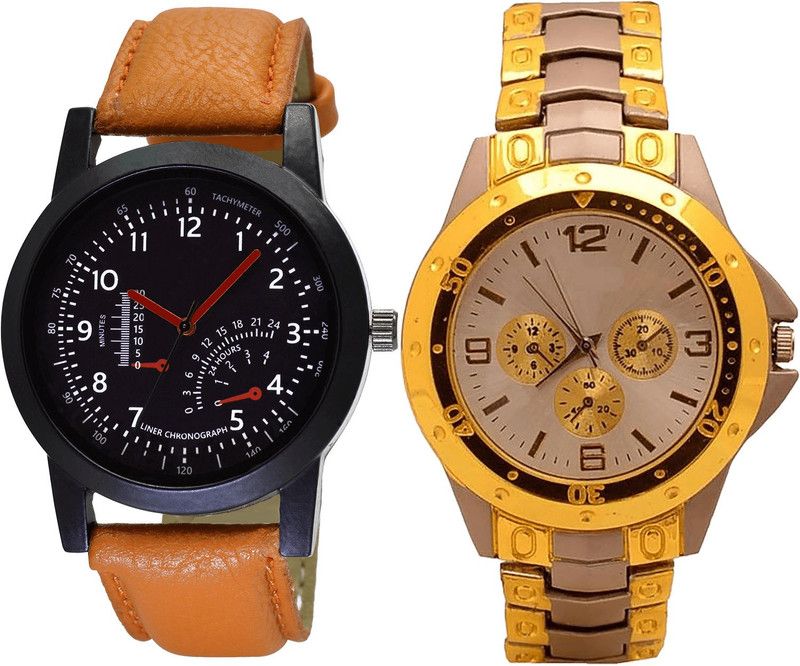 combo watch Analog Watch - For Girls Treading Valentine Analogue Brown And Silver Color Boys And Men Watch - B29-B74 (Combo Of 2 )