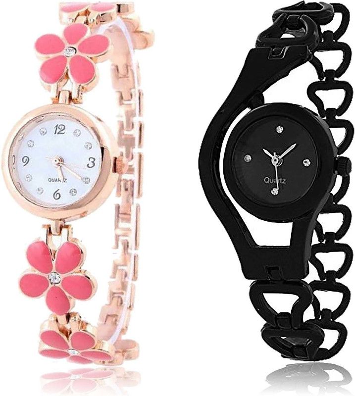 combo watch Analog Watch - For Men & Women Treading Love Flower And Chain Combo Watch For Girls And Women - G461-G68