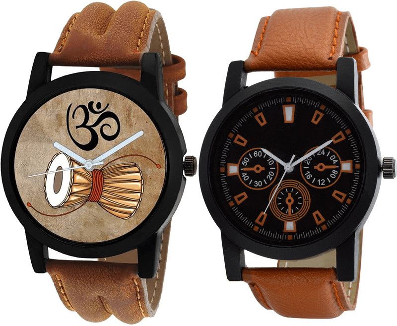 combo watch Analog Watch - For Girls Best Designer Damru Analogue Brown Color Boys And Men Watch - B25-B31 (Combo Of 2 )
