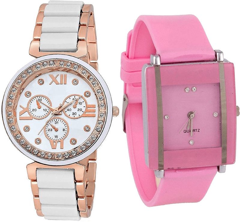 combo watch Analog Watch - For Girls Brand New Quartz Analogue White And Pink Color Girls And Women Watch - G210-G14 (Combo Of 2 )