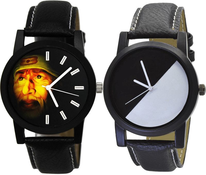 combo watch Analog Watch - For Girls Treading Fashion Sai Baba Analogue Black Color Boys And Men Watch - B123-B32 (Combo Of 2 )