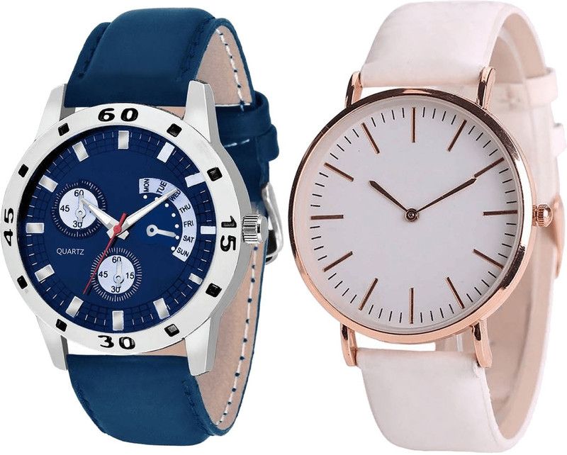 combo watch Analog Watch - For Girls Brand New Designer Analogue Blue And White Color Boys And Men Watch - B56-B63 (Combo Of 2 )