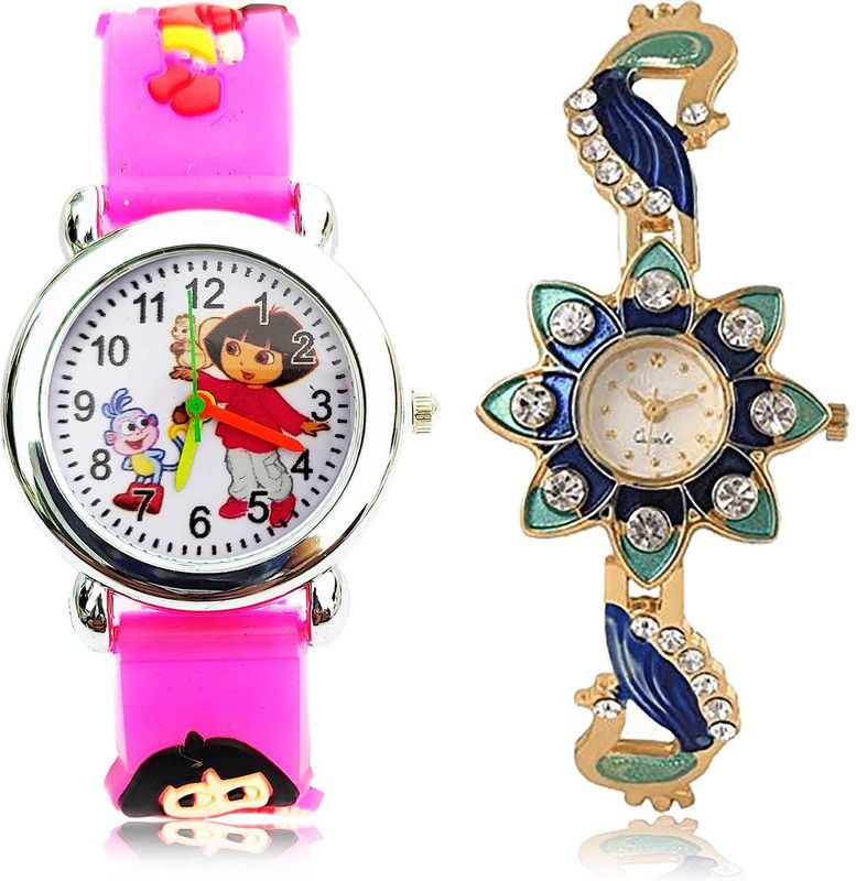 combo watch Analog Watch - For Girls Brand New Heart Dora The Explorer Kids And Peacock 2 Watch Combo For Girls And Women - GC192-G119