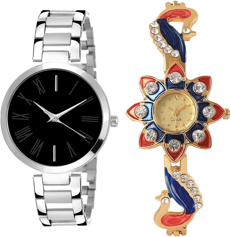 combo watch Analog Watch - For Girls Latest Exclusive Peacock Analogue Silver And Gold Color Girls And Women Watch - G299-G118 (Combo of 2 )