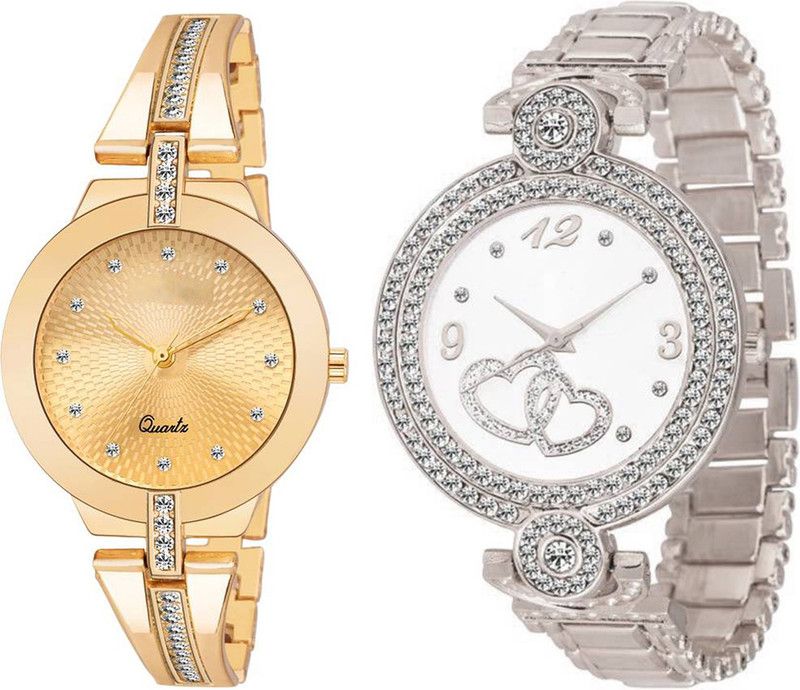Analog Watch - For Girls Combo pack 2 New Diamond Studded Part-Wedding Adition Analog Watch For Girls & Women BB-07282