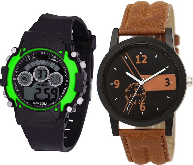 combo watch Analog Watch - For Girls Modish Exclusive Kids Analogue Black And Brown Color Boys And Men Watch - B3-BL46.1 (Combo Of 2 )