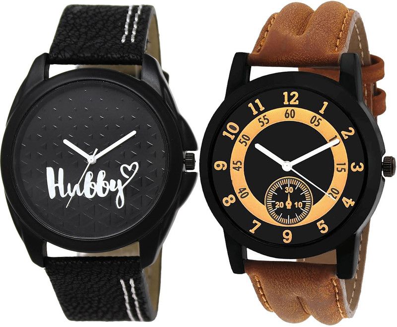 combo watch Analog Watch - For Men New High Quality Hubby Analogue Black And Brown Color Boys And Men Watch - BL46.31-B14 (Combo Of 2 )