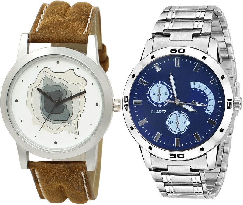combo watch Analog Watch - For Girls Modish Technology Analogue Brown And Silver Color Boys And Men Watch - BL46.9-B84 (Combo Of 2 )