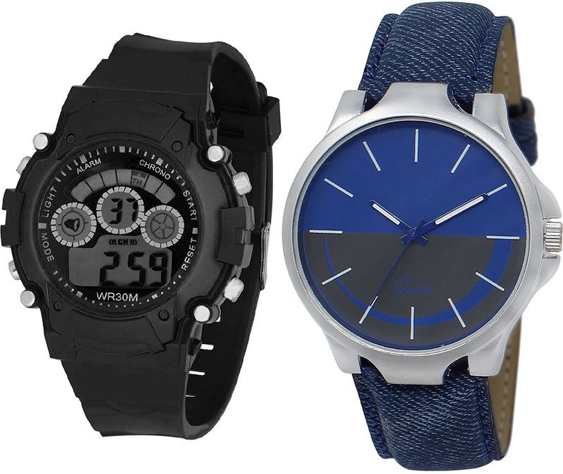 combo watch Analog Watch - For Girls Modish Love Kids Analogue Black And Blue Color Boys And Men Watch - B1-BL46.24 (Combo Of 2 )