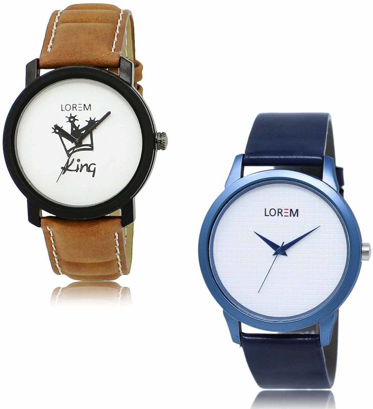 Analog Watch - For Men LR18-LR33 Multicolor-White King-Casual Combo of 2