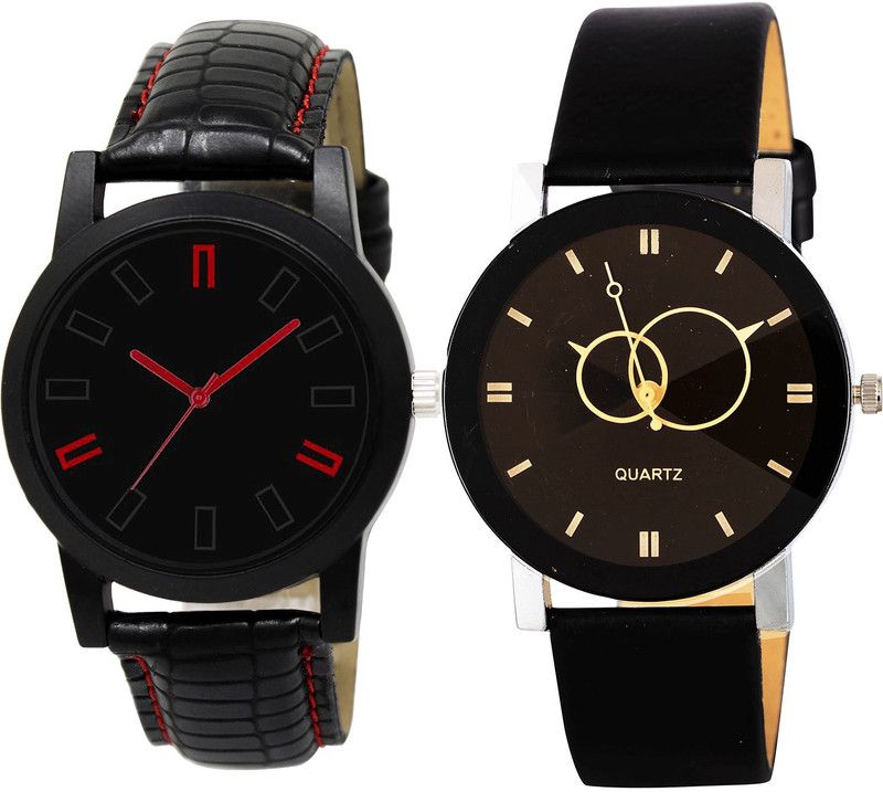 combo watch Analog Watch - For Girls Best Fashion Geometric Design Analogue Black Color Boys And Men Watch - B28-B135 (Combo Of 2 )