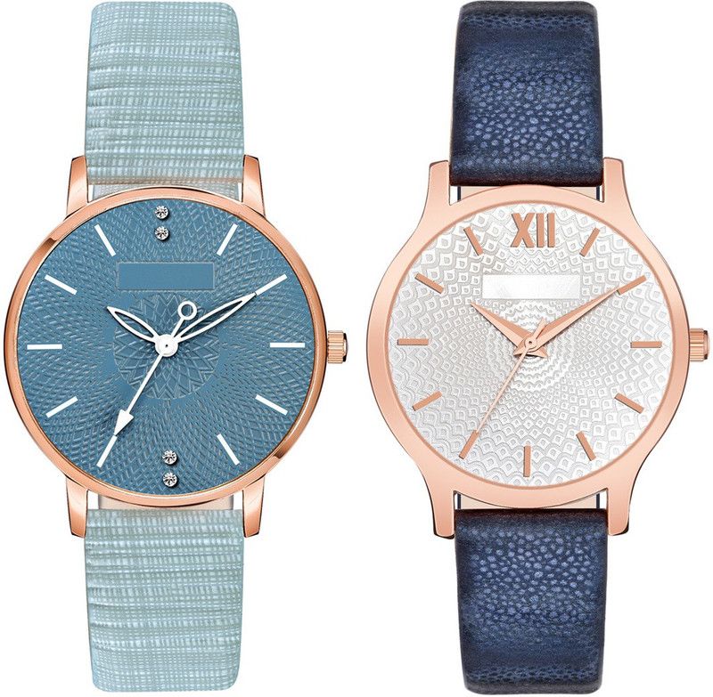 Leather Belt 2021 Best Combo Analog Watch - For Girls MT345316 Latest Beautiful Artist Designer watch for Women And Girls (Pack of 2)