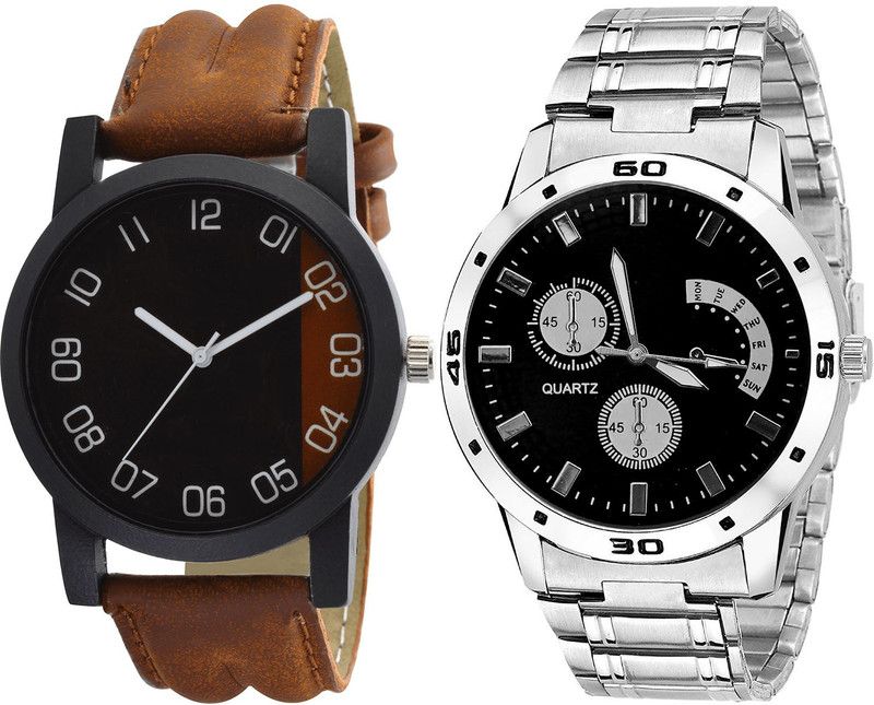 combo watch Analog Watch - For Girls Treading Analogue Analogue Brown And Silver Color Boys And Men Watch - B36-B83 (Combo Of 2 )