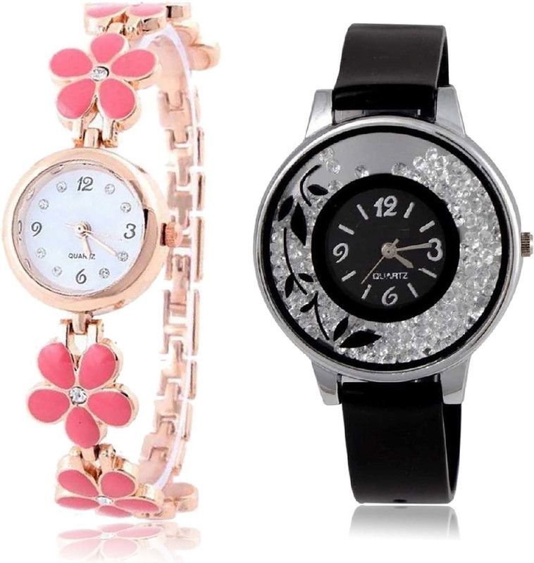combo watch Analog Watch - For Men & Women Treading Quartz Flower Combo Watch For Girls And Women - G461-G86