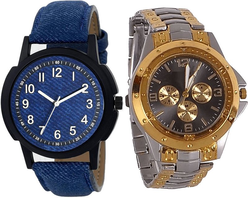 combo watch Analog Watch - For Girls Modern Gift Analogue Blue And Silver Color Boys And Men Watch - B8-B76 (Combo Of 2 )