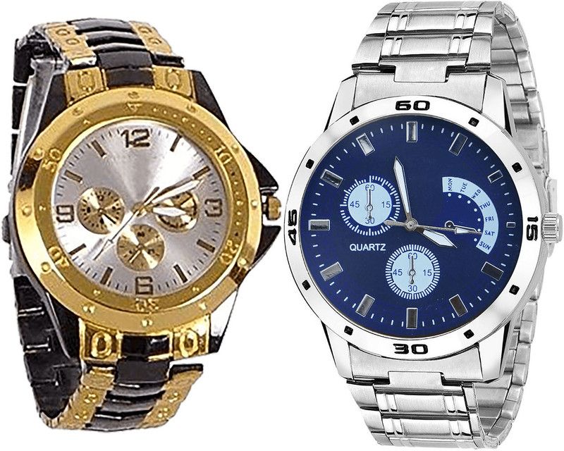 combo watch Analog Watch - For Girls New Fashionable Analogue Black And Silver Color Boys And Men Watch - B73-B84 (Combo Of 2 )
