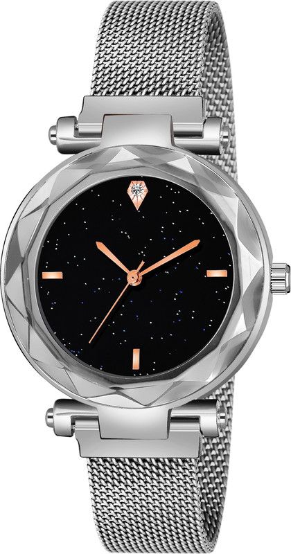 Analog Watch - For Girls Luxury Mesh Magnet Buckle 4 figar Watches For girls Fashion Mysterious Silver Lady