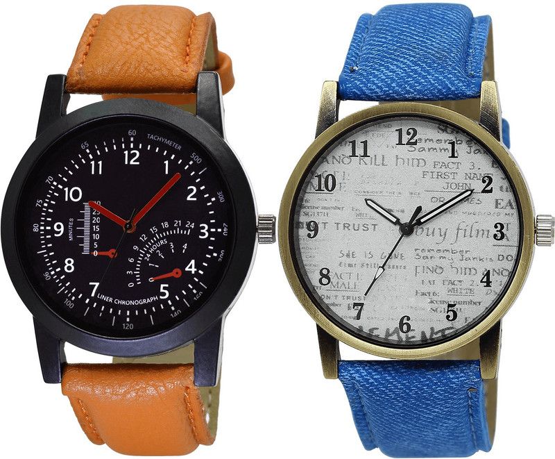 combo watch Analog Watch - For Girls Contemporary Gift Analogue Brown And Blue Color Boys And Men Watch - B29-BL46.28 (Combo Of 2 )