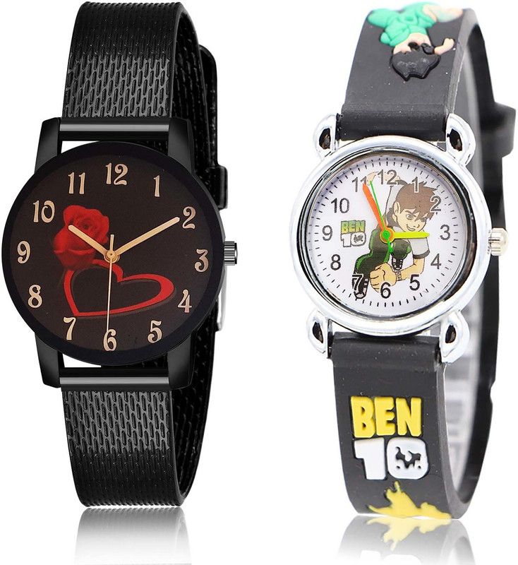 Analog Watch - For Girls Modern Style I Love You And Ben 10 Kids 2 Watch Combo - G535-GC83
