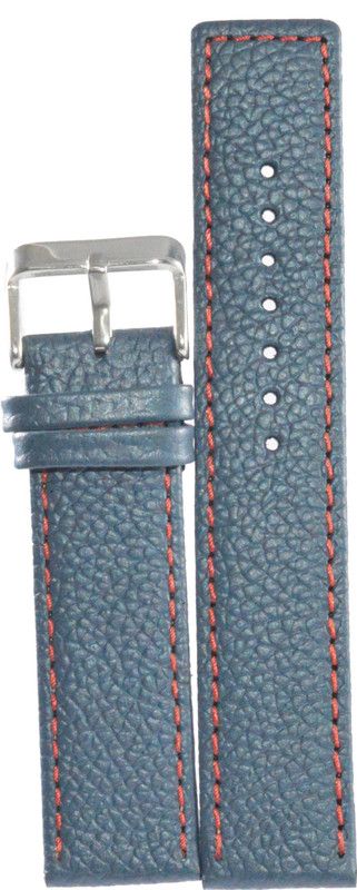 KOLET Parallel Grain Red Stitched H109 24 mm Genuine Leather Watch Strap  (Blue)