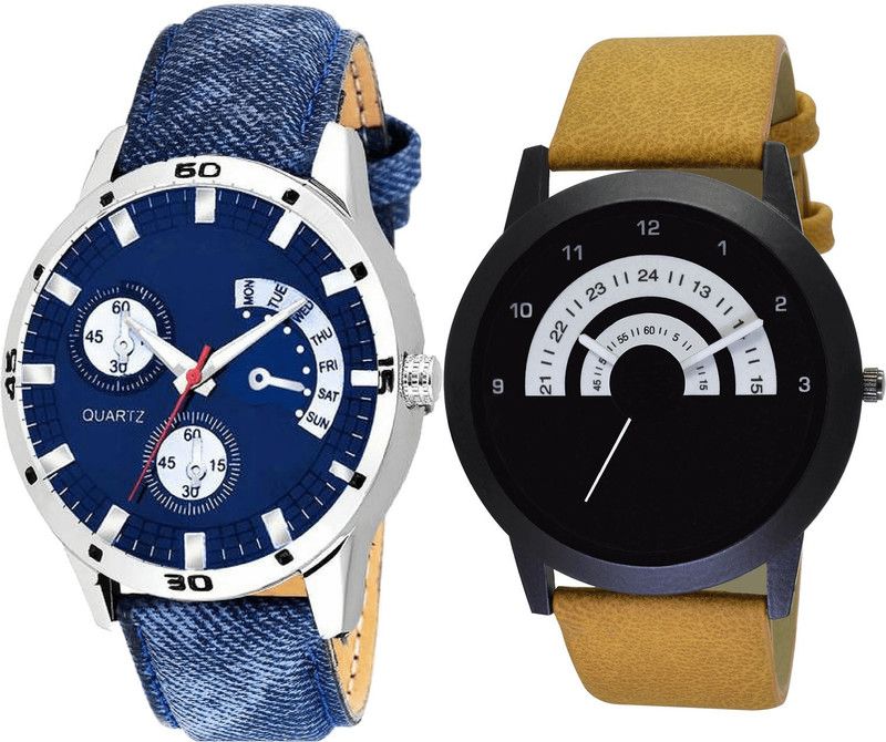 combo watch Analog Watch - For Girls New Stylish Analogue Blue And Brown Color Boys And Men Watch - B57-B49 (Combo Of 2 )
