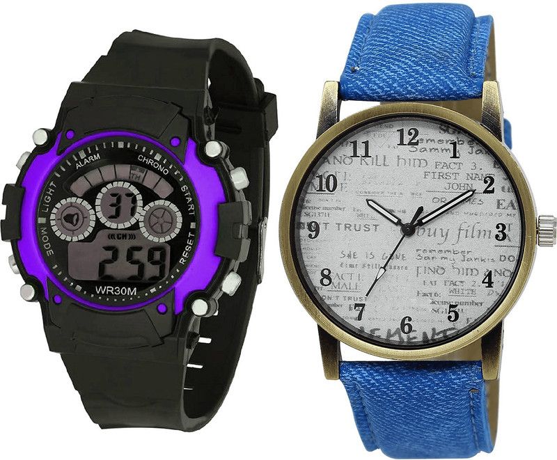 combo watch Analog Watch - For Girls Treading Italian Designer Kids Analogue Black And Blue Color Boys And Men Watch - B133-BL46.28 (Combo Of 2 )