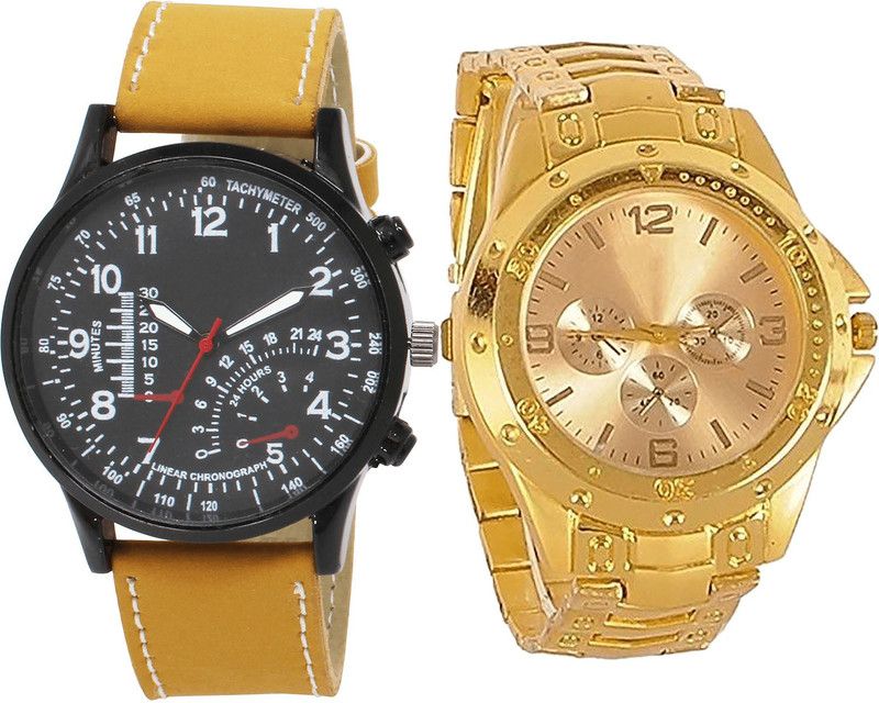 combo watch Analog Watch - For Girls Modish Collegian Analogue Brown And Gold Color Boys And Men Watch - B42-B71 (Combo Of 2 )