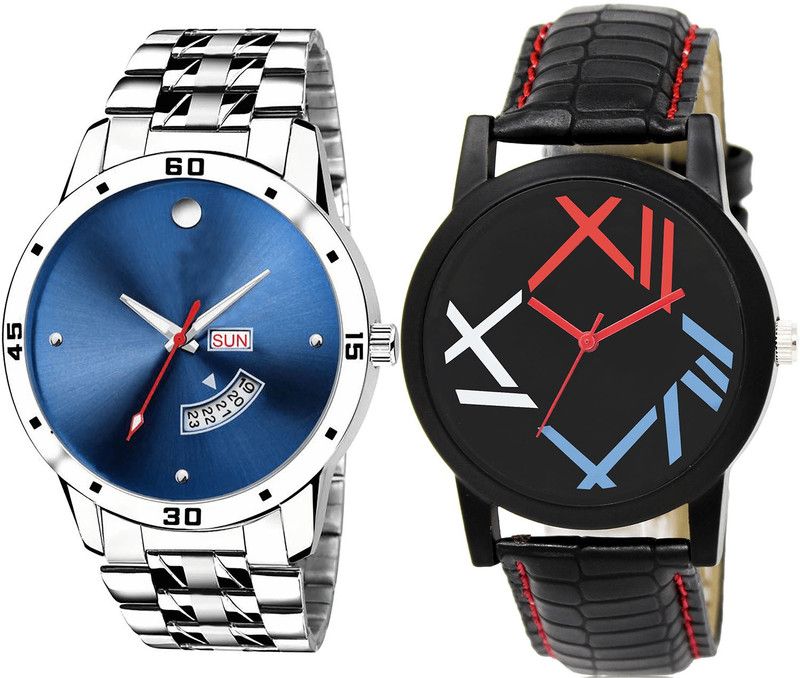 combo watch Analog Watch - For Girls New Quartz Day And Date Analogue Silver And Black Color Boys And Men Watch - BL46.105-BL46.12 (Combo Of 2 )